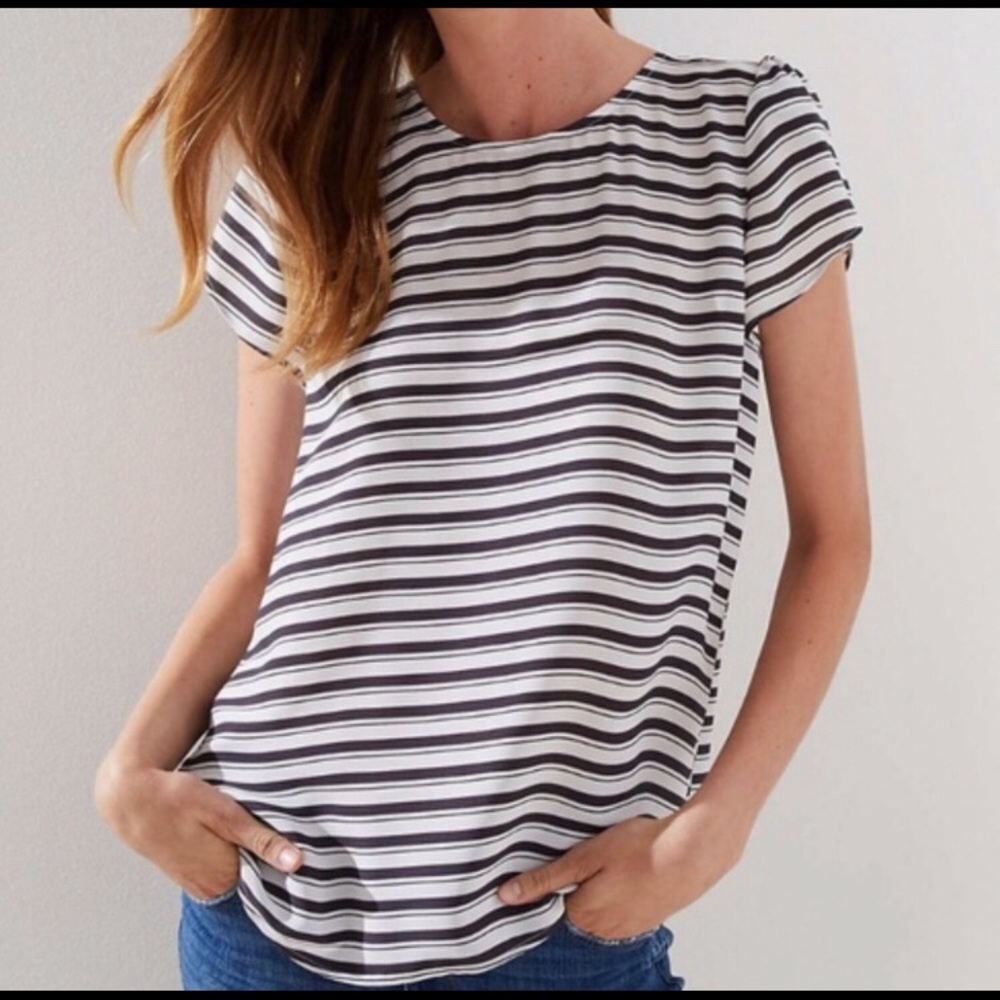 Loft striped button back blouse